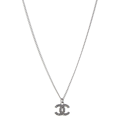 Chanel Crystal CC Necklace Silver 1 of 7
