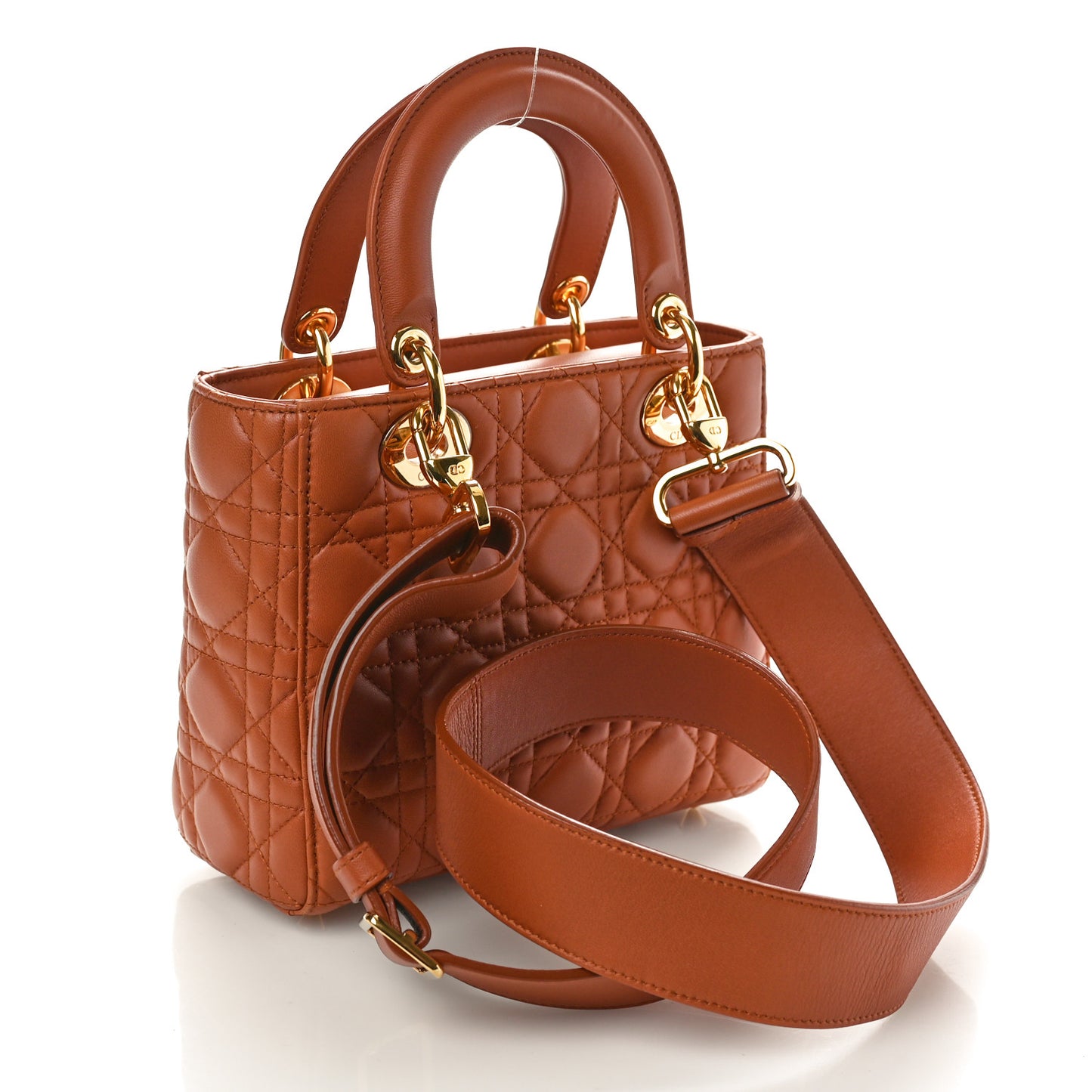 Calfskin Cannage Small Lady Dior Tan