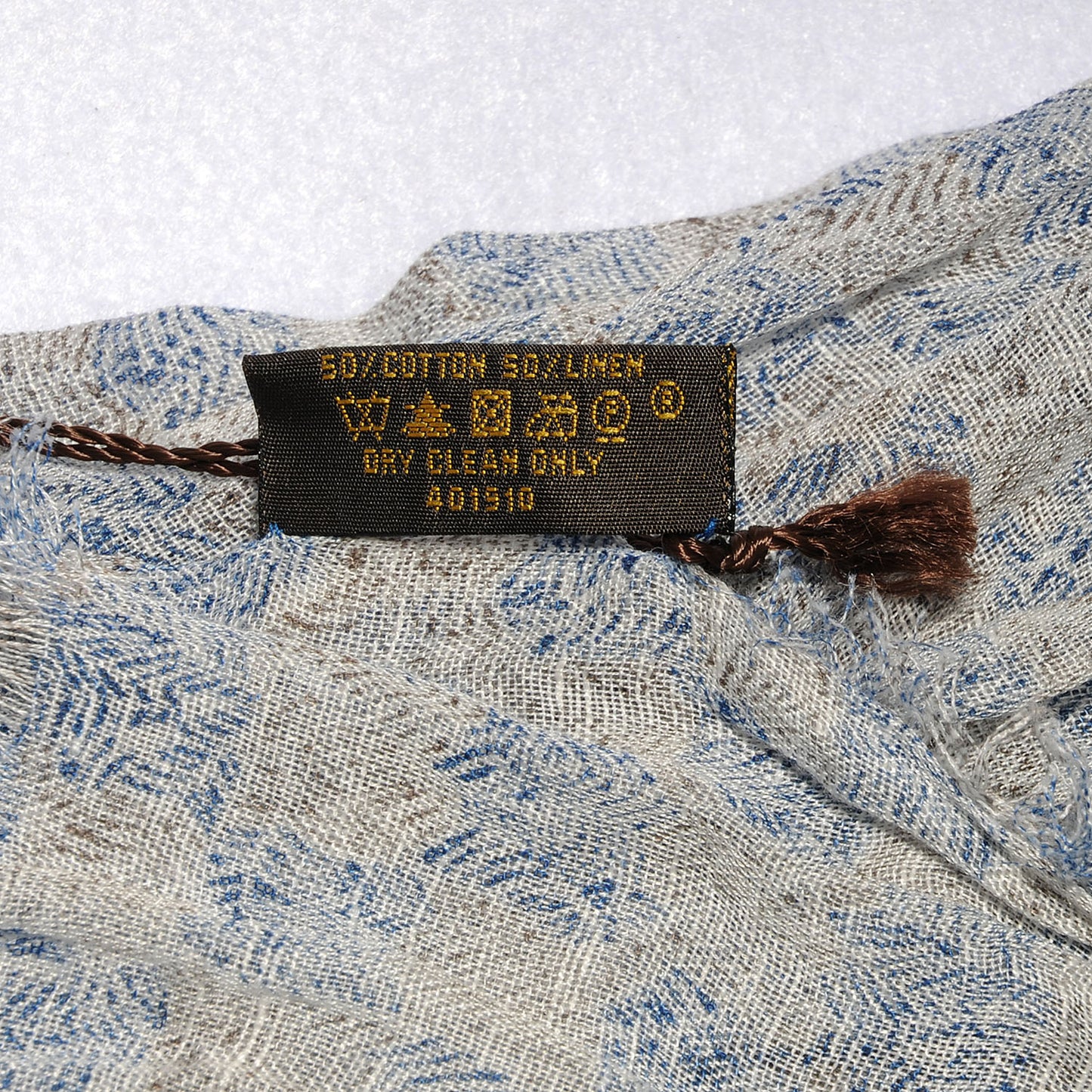 Cotton Linen Etole Damier Palm Stole Blue
