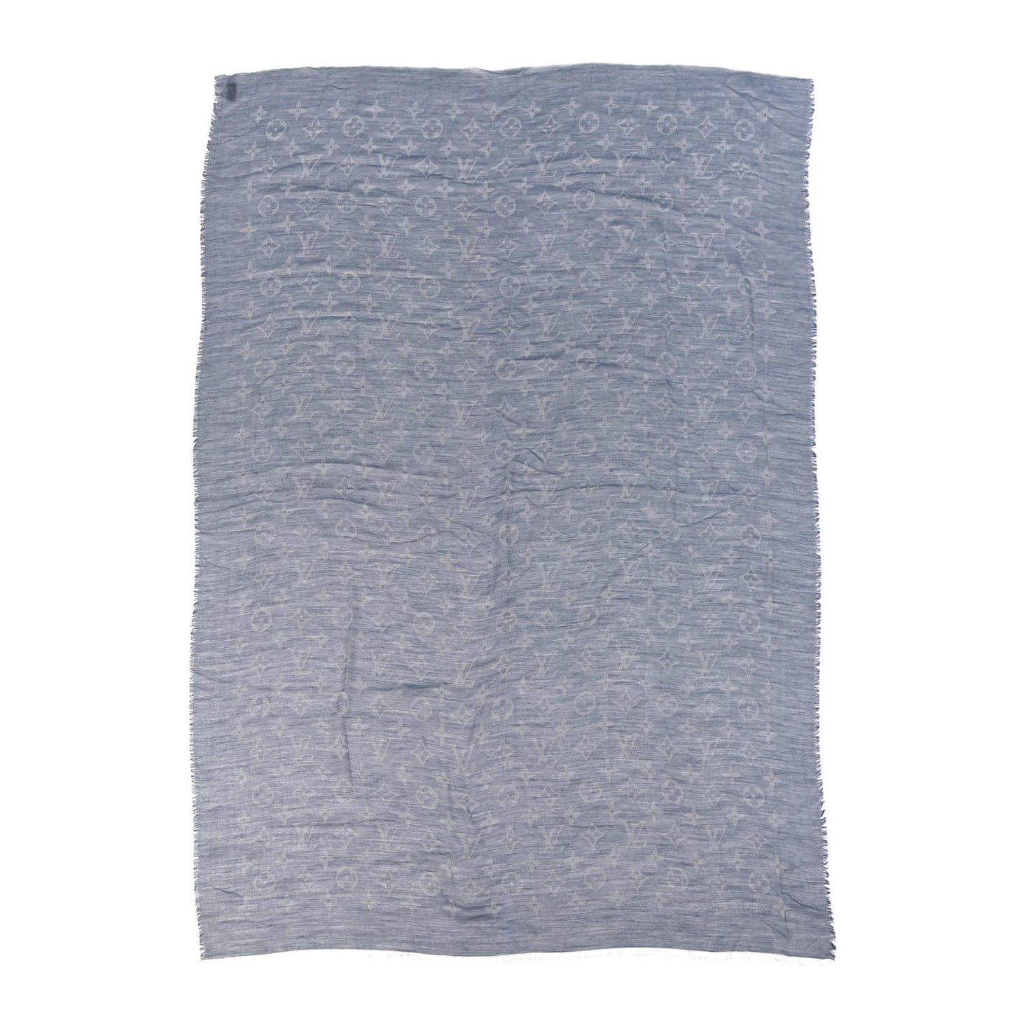 Wool Cotton Silk Daily Monogram Stole Denim