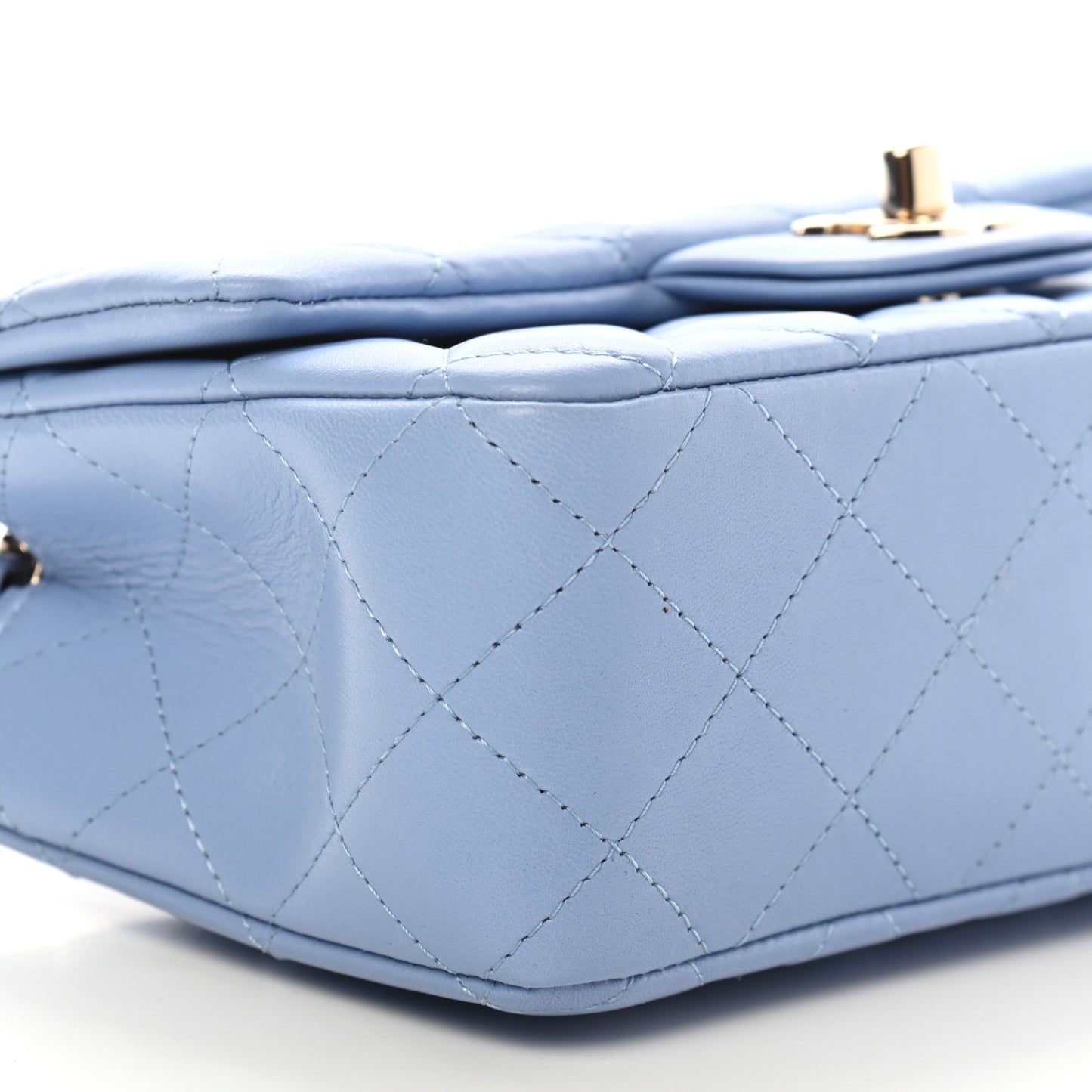 Lambskin Quilted Mini Rectangular Flap Light Blue