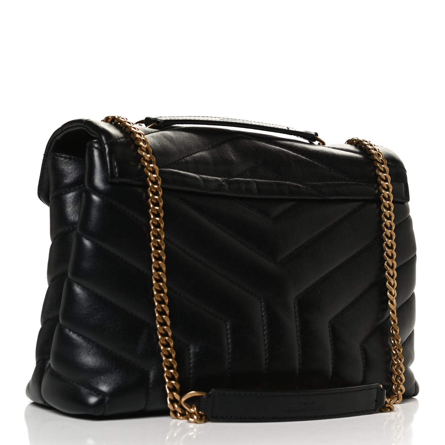 Calfskin Y Quilted Monogram Small Loulou Chain Satchel Black