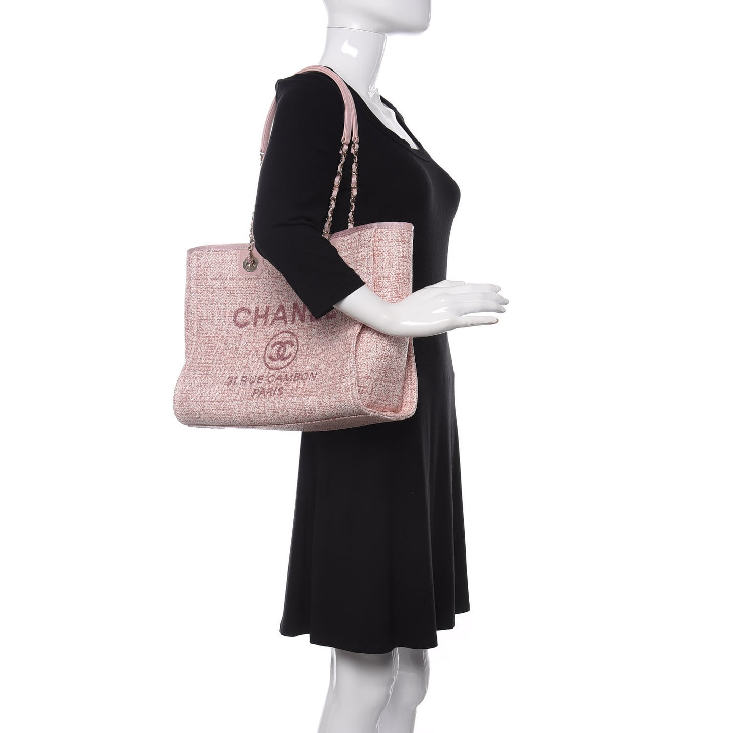 Lurex Boucle Small Deauville Tote Pink
