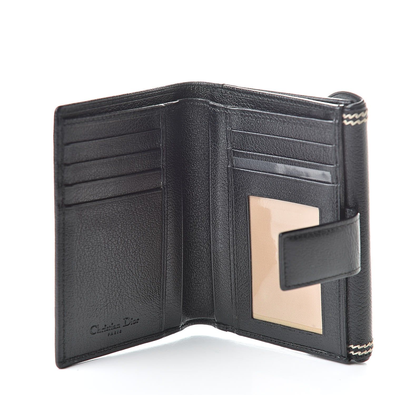 Christian Dior Goatskin Saddle Compact Wallet Black 6 of 11