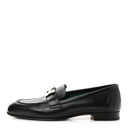 Hermes Goatskin Womens Paris Loafers 37.5 Black 1 of 8
