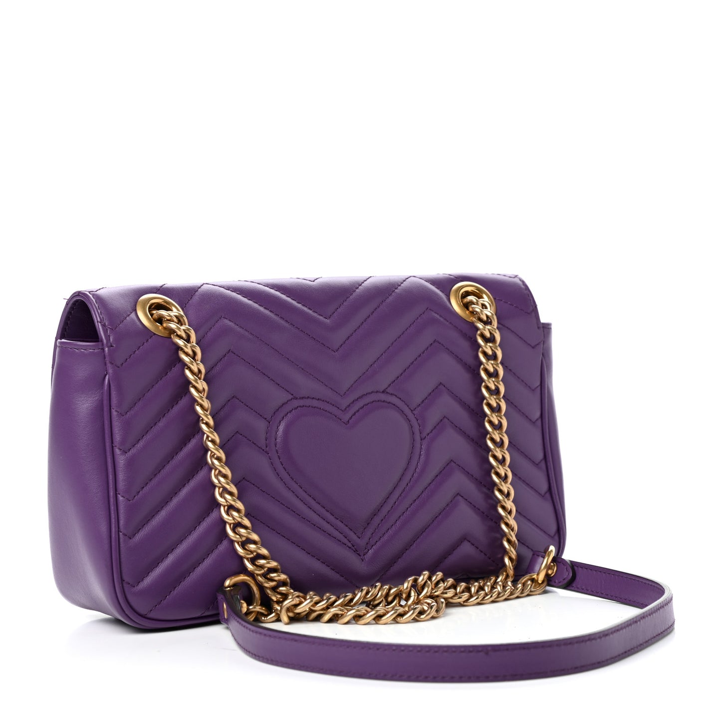 Calfskin Matelasse Small GG Marmont Shoulder Bag Shine Purple