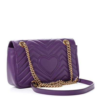 Gucci Calfskin Matelasse Small GG Marmont Shoulder Bag Shine Purple 3 of 10