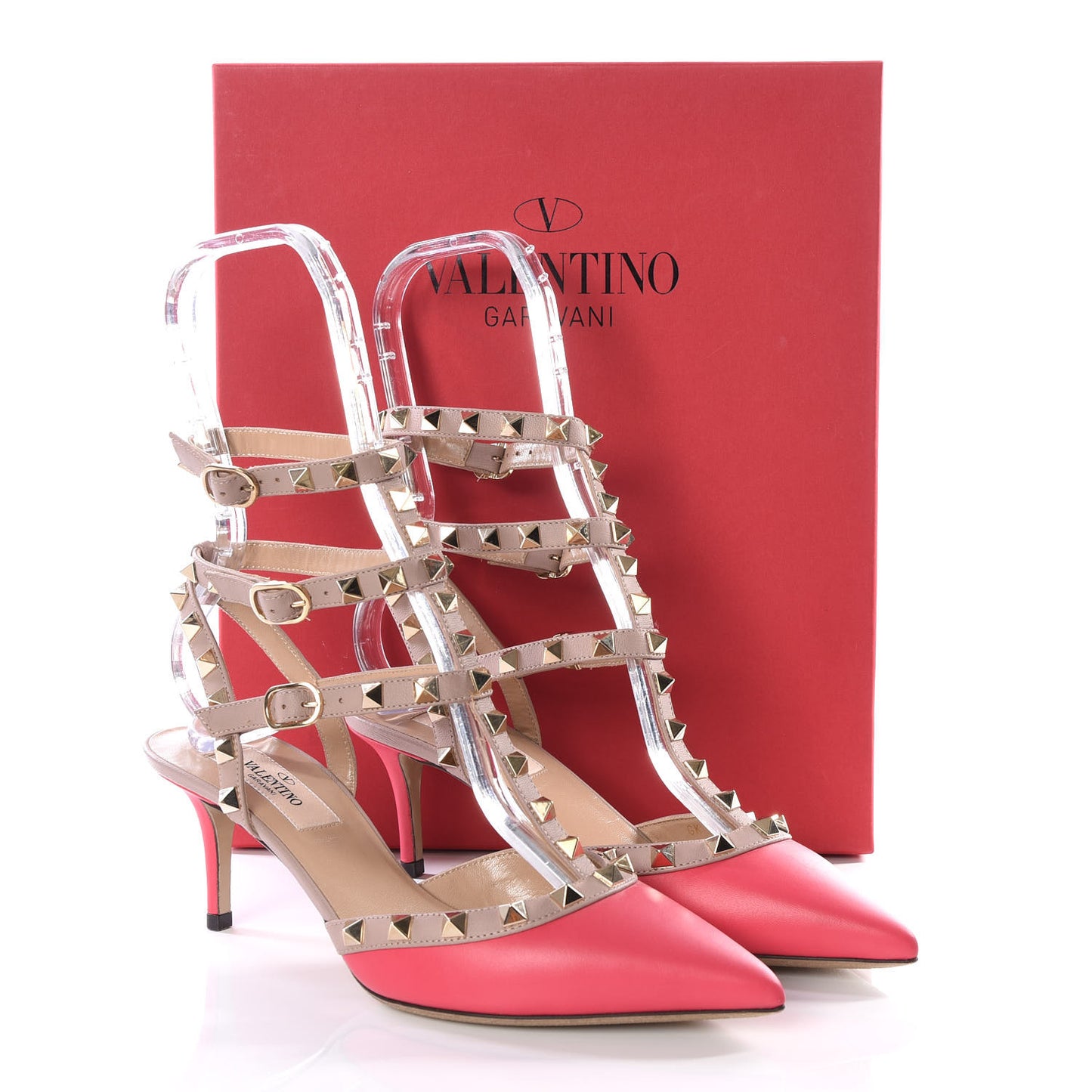Nappa Rockstud Ankle Strap 65mm Pumps 36.5 Deep Fuxia Poudre