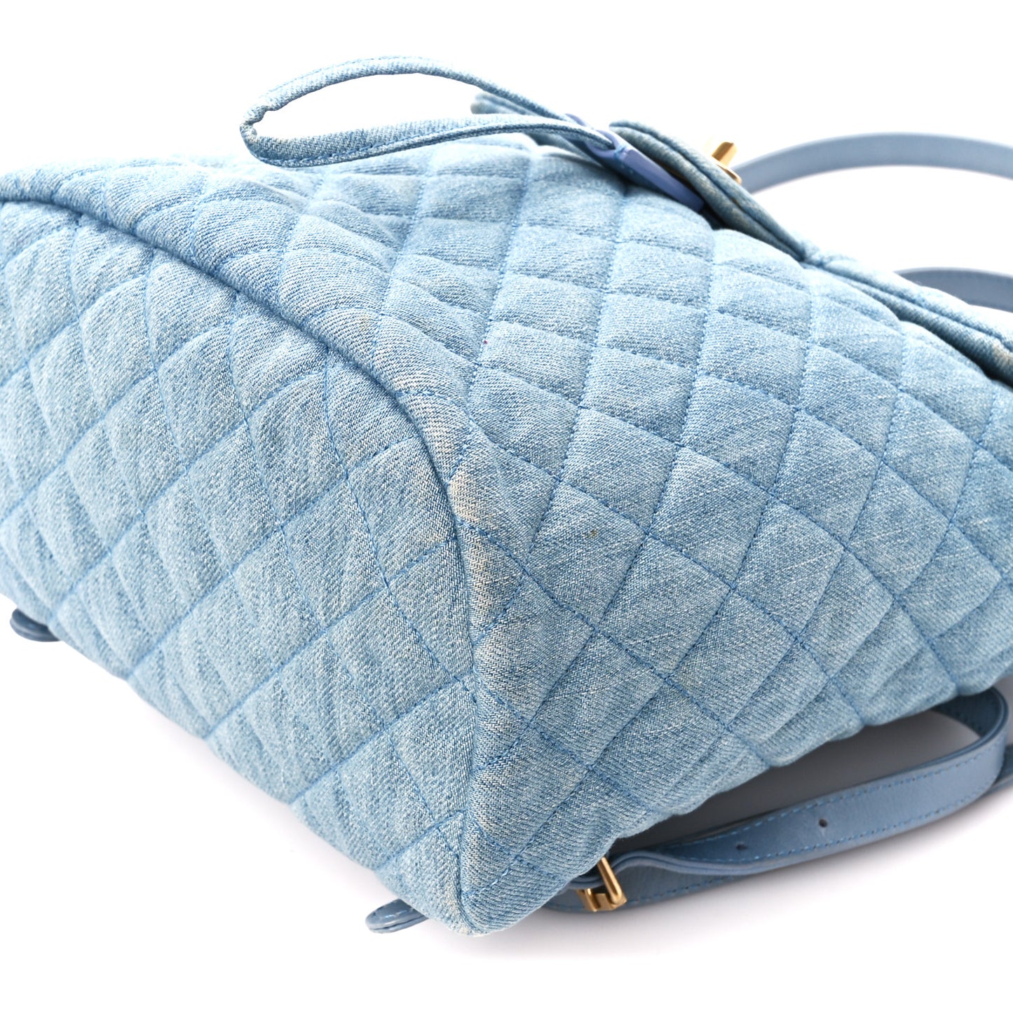 Washed Denim Quilted Small Urban Spirit Backpack Light Blue