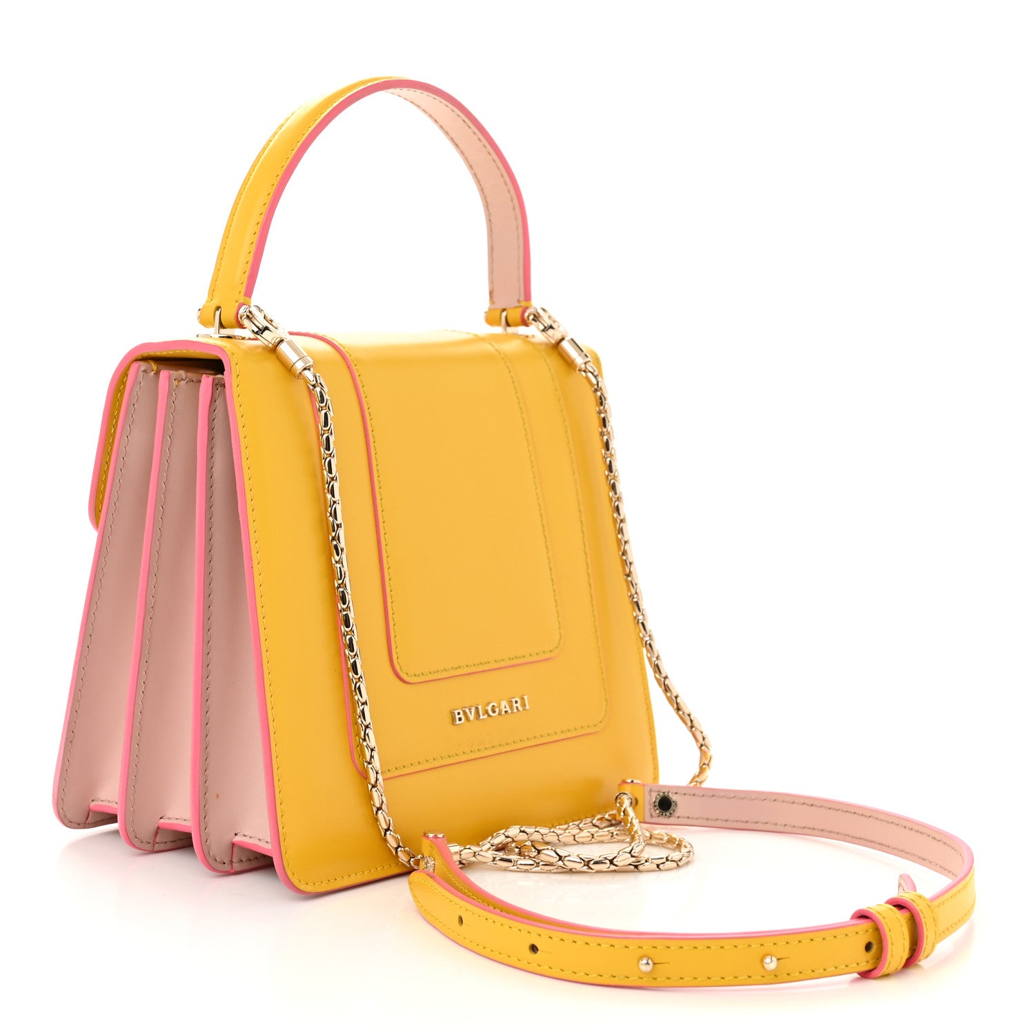 Bulgari Calfskin Serpenti Forever Top Handle Yellow 3 of 11