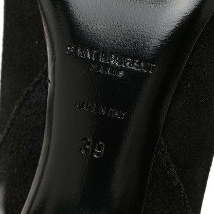 Saint Laurent Suede Mica Buckle Western Ankle Booties 39 Black 9 of 15