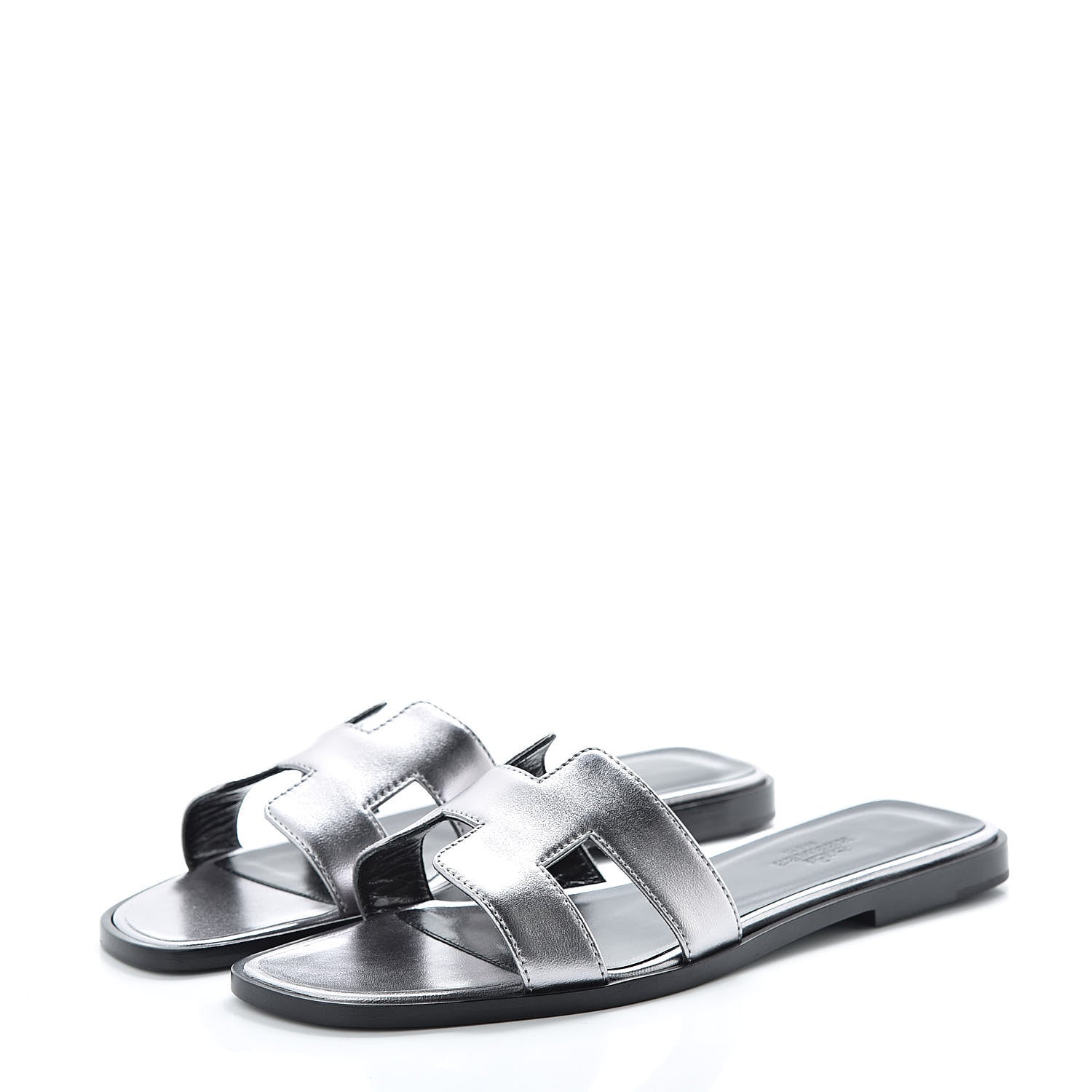 Hermes Metallic Nappa Oran Sandals 36 Argent 3 of 7