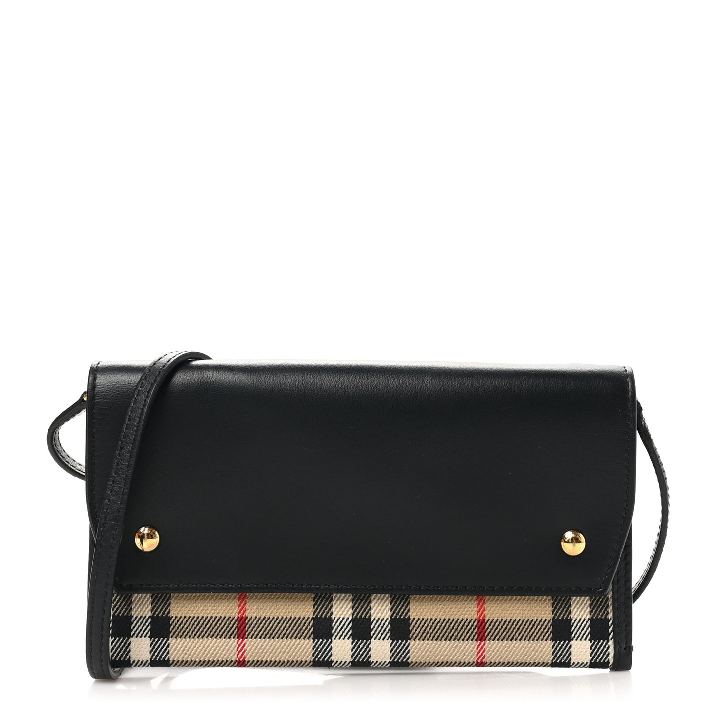 Calfskin Vintage Check Phone Pocket Crossbody Archive Beige Black