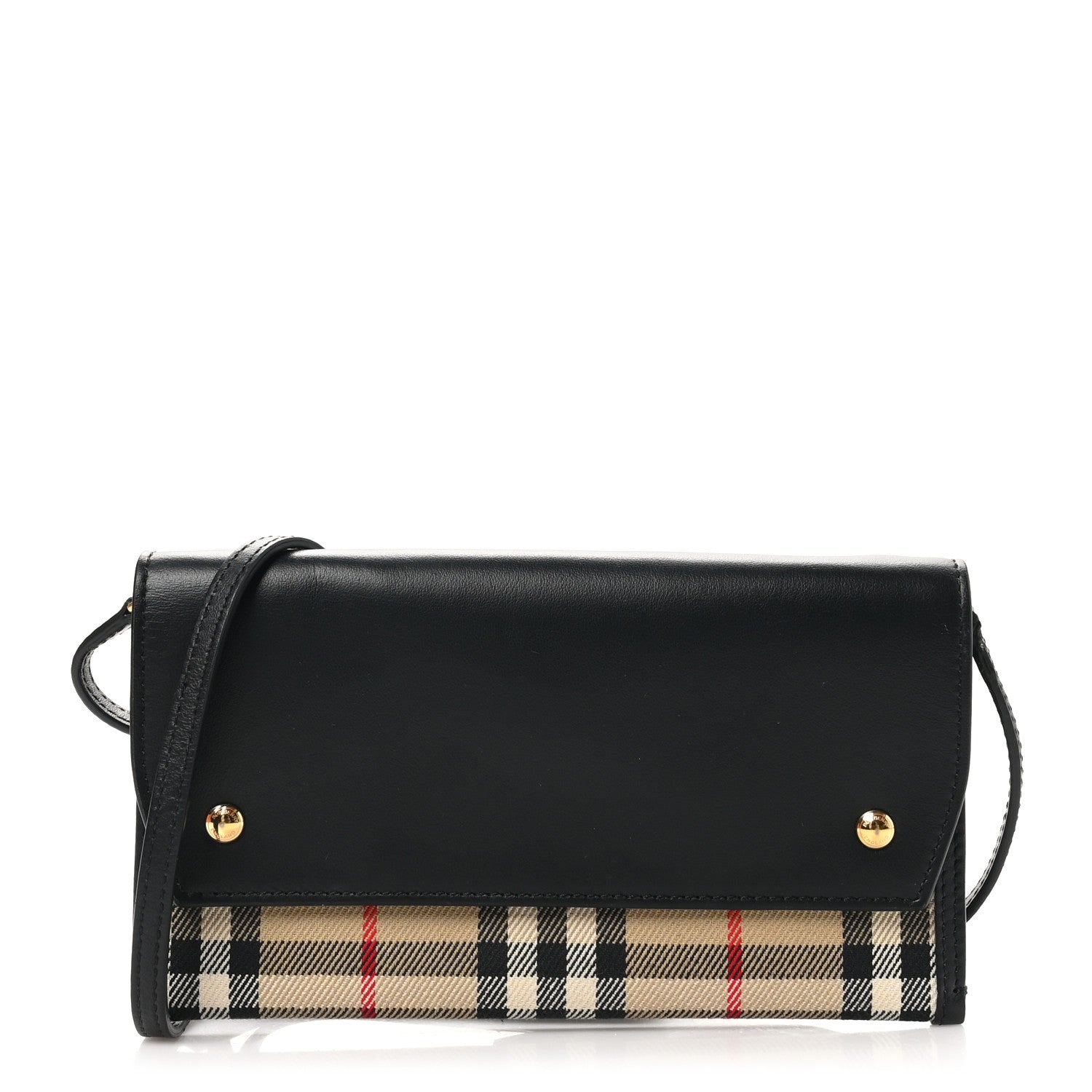 Burberry Calfskin Vintage Check Phone Pocket Crossbody Archive Beige Black 1 of 10