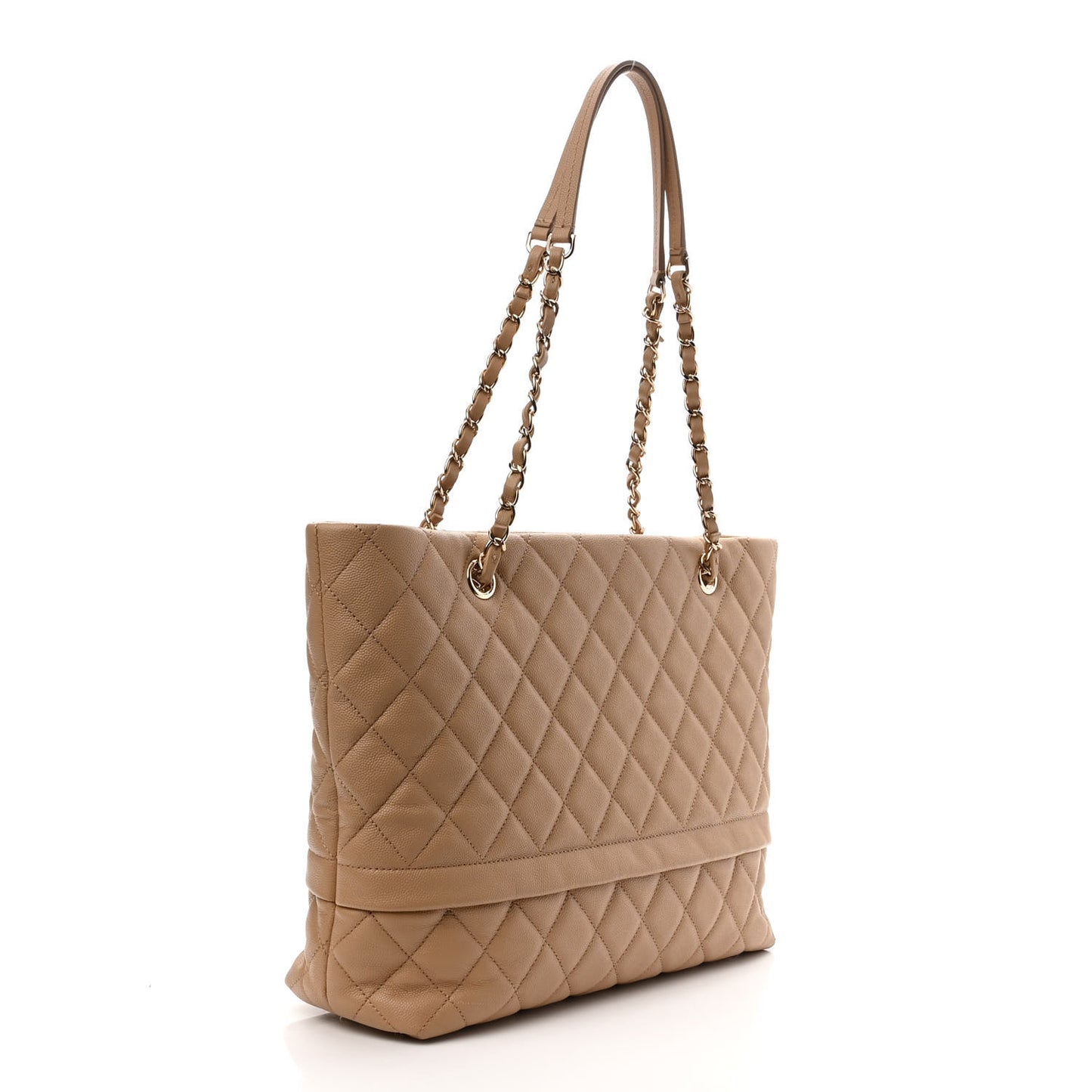 Caviar Quilted Rolled Up Tote Beige