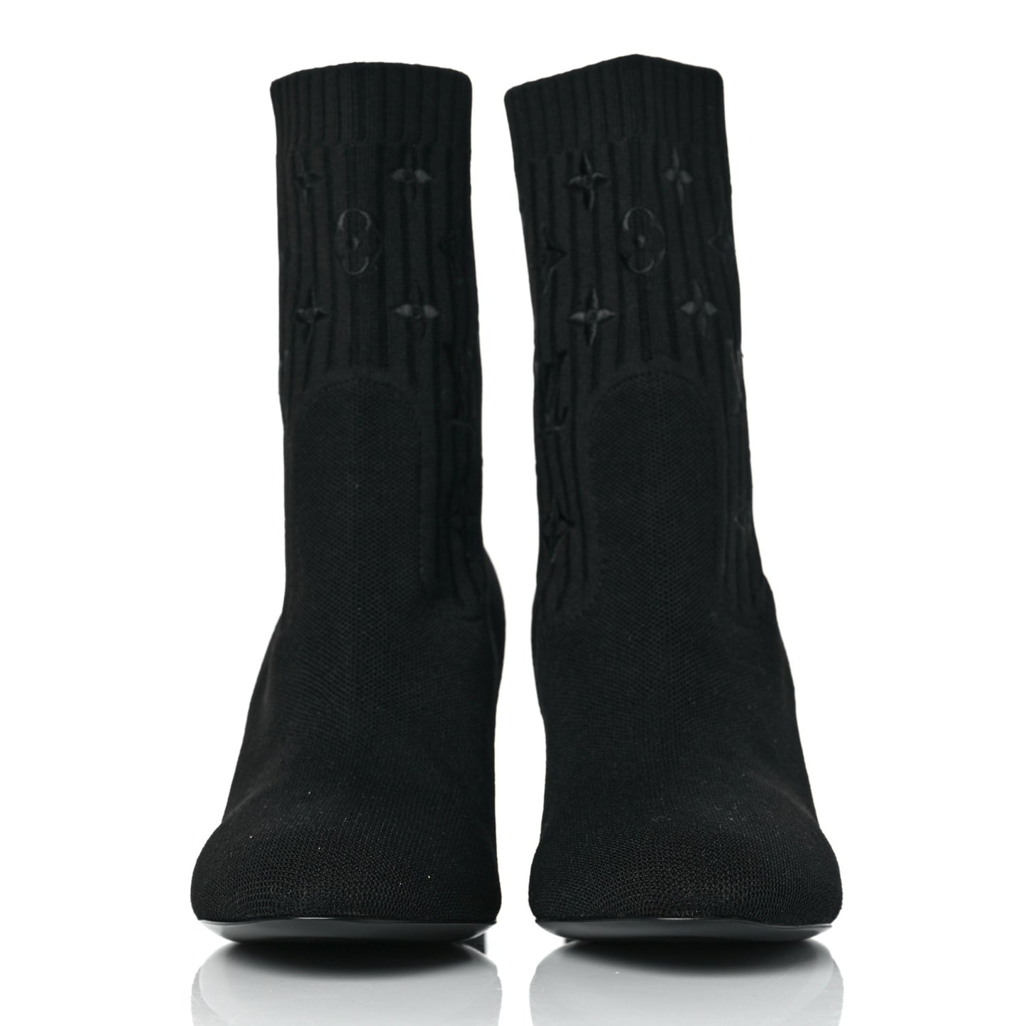 Monogram Stretch Fabric Silhouette Ankle Boots 39.5 Black