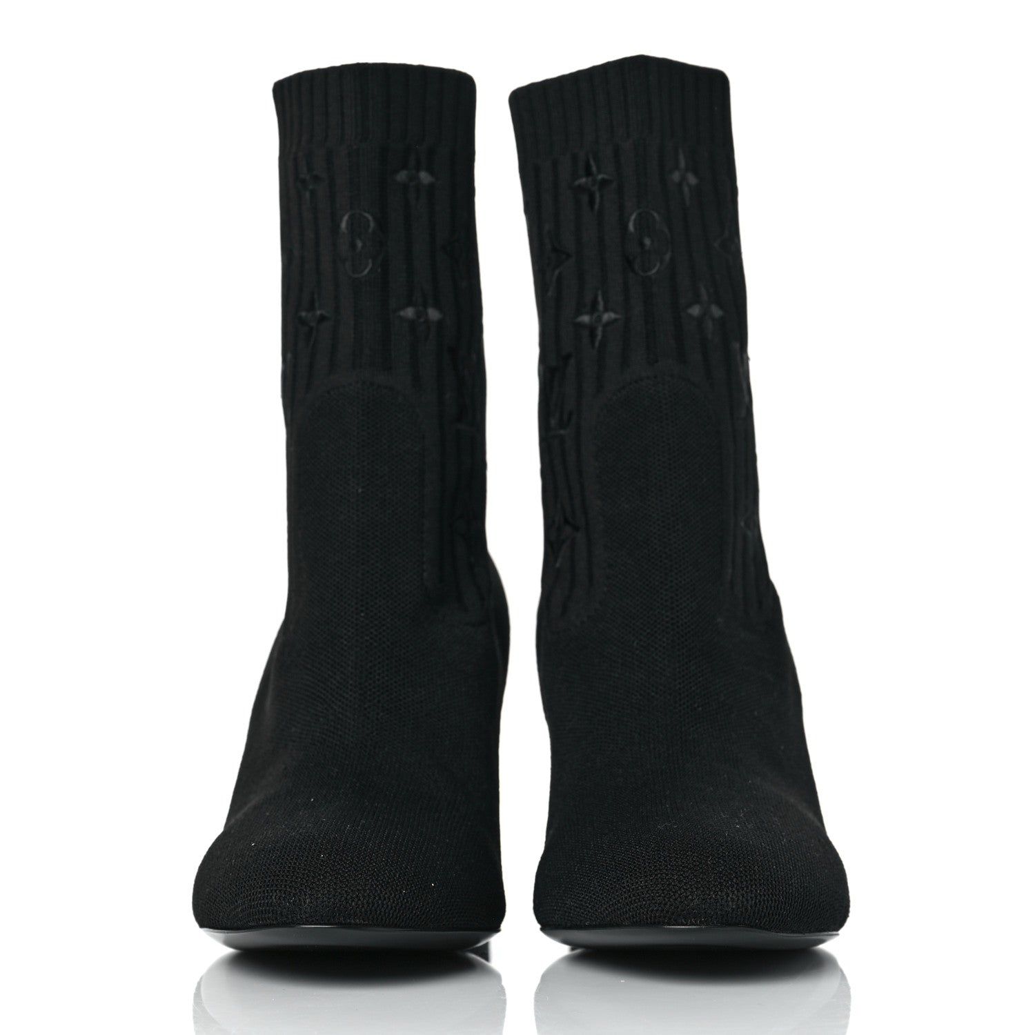 Louis Vuitton Monogram Stretch Fabric Silhouette Ankle Boots 39.5 Black 2 of 7