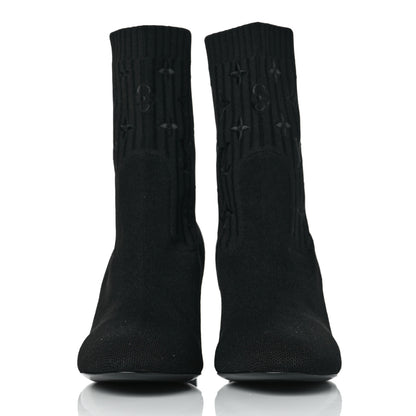Louis Vuitton Monogram Stretch Fabric Silhouette Ankle Boots 39.5 Black 2 of 7