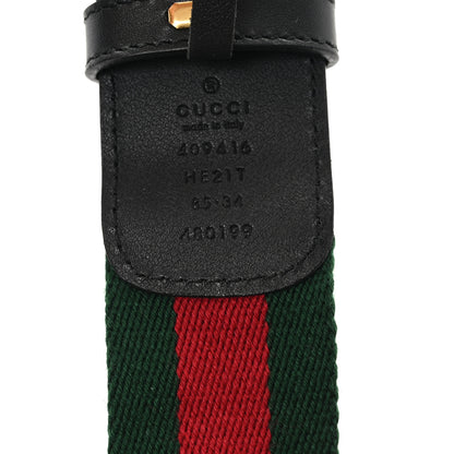 Gucci Nylon Calfskin Double G Web 40mm Belt 85 34 Green Red Black 3 of 5