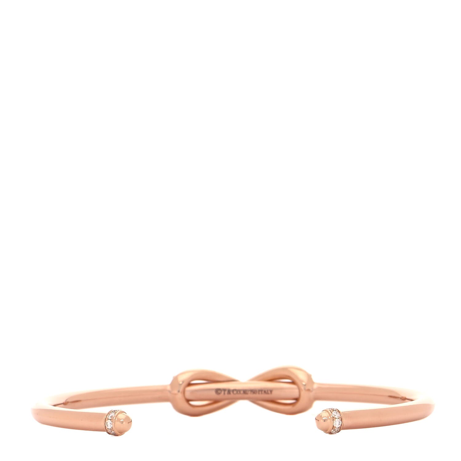 Tiffany 18K Rose Gold Diamond Infinity Cuff Bracelet 3 of 5