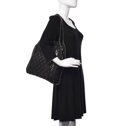 Stella McCartney Chamois Shiny Dotted Quilted Big Falabella Tote Ruthenium 2 of 12
