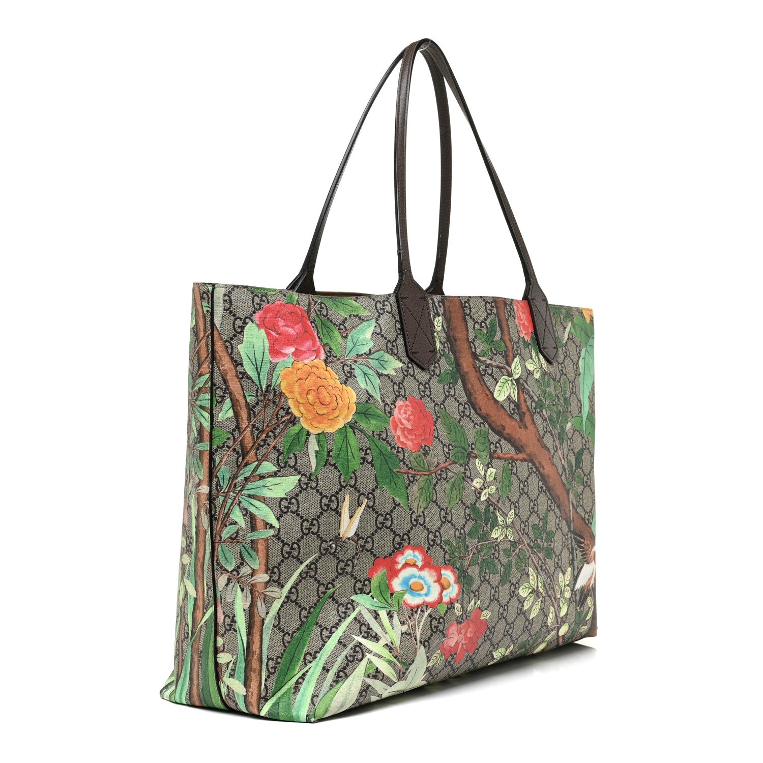 Gucci GG Supreme Monogram Tian Large Shopping Tote Beige Multicolor New Acero 3 of 13