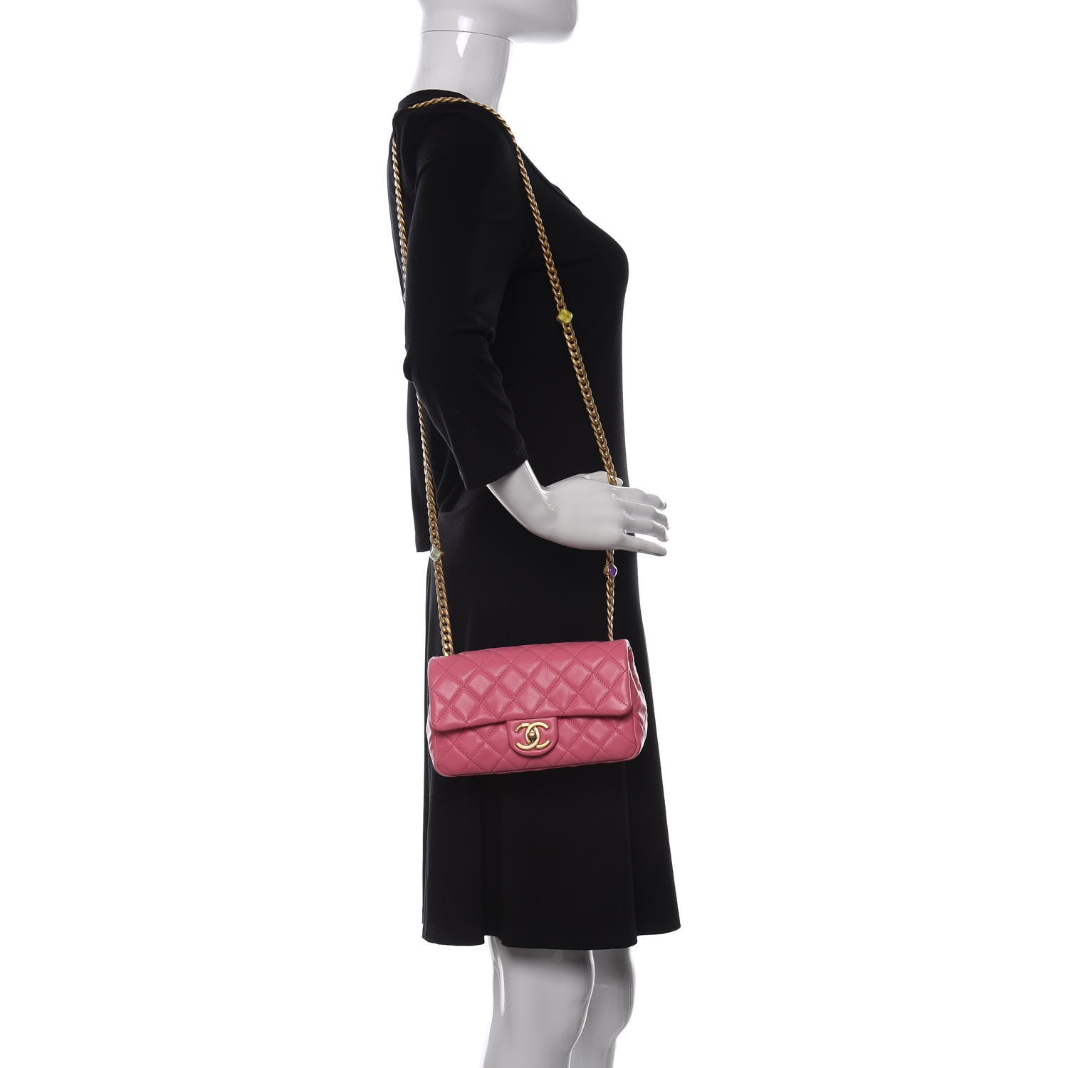 Chanel Lambskin Resin Quilted Mini Rectangular Pearl Samba Flap Pink 2 of 10