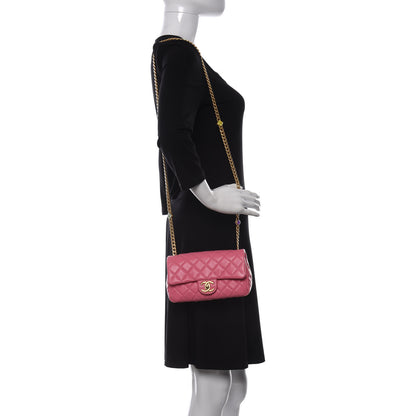 Chanel Lambskin Resin Quilted Mini Rectangular Pearl Samba Flap Pink 2 of 10