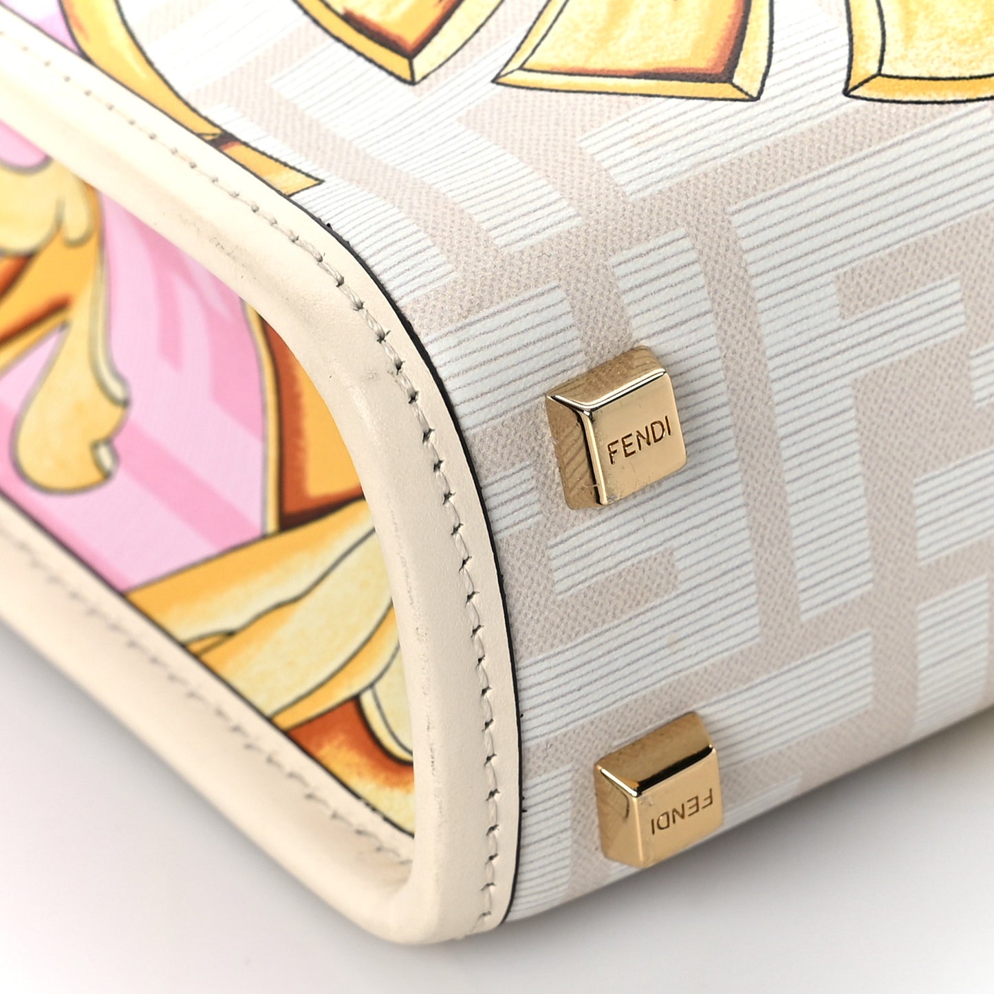 X VERSACE Calfskin Plexiglass Fendace FF Baroque Mini Fendi Sunshine Shopper Tote Gold Rosa White Ice Ciad