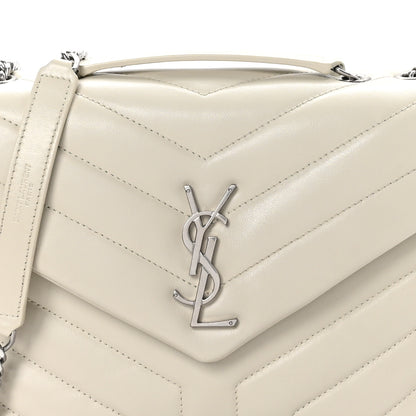 Saint Laurent Calfskin Y Quilted Monogram Small Loulou Chain Satchel Crema Soft 9 of 11