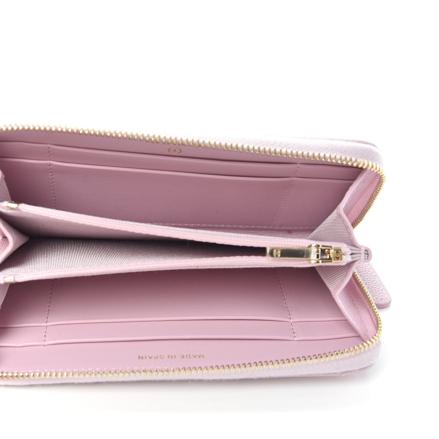 Caviar Quilted Small Gusset Zip Around Wallet Pink