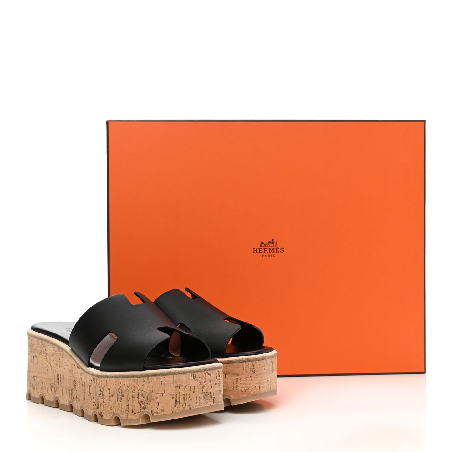 Calfskin Cork Eze 30 Sandals 37 Black