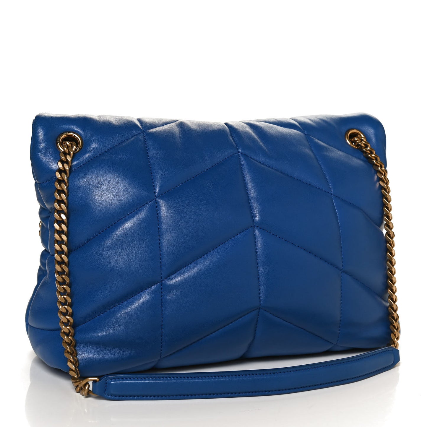 Lambskin Quilted Medium Loulou Puffer Monogram Chain Satchel Majorele Blue