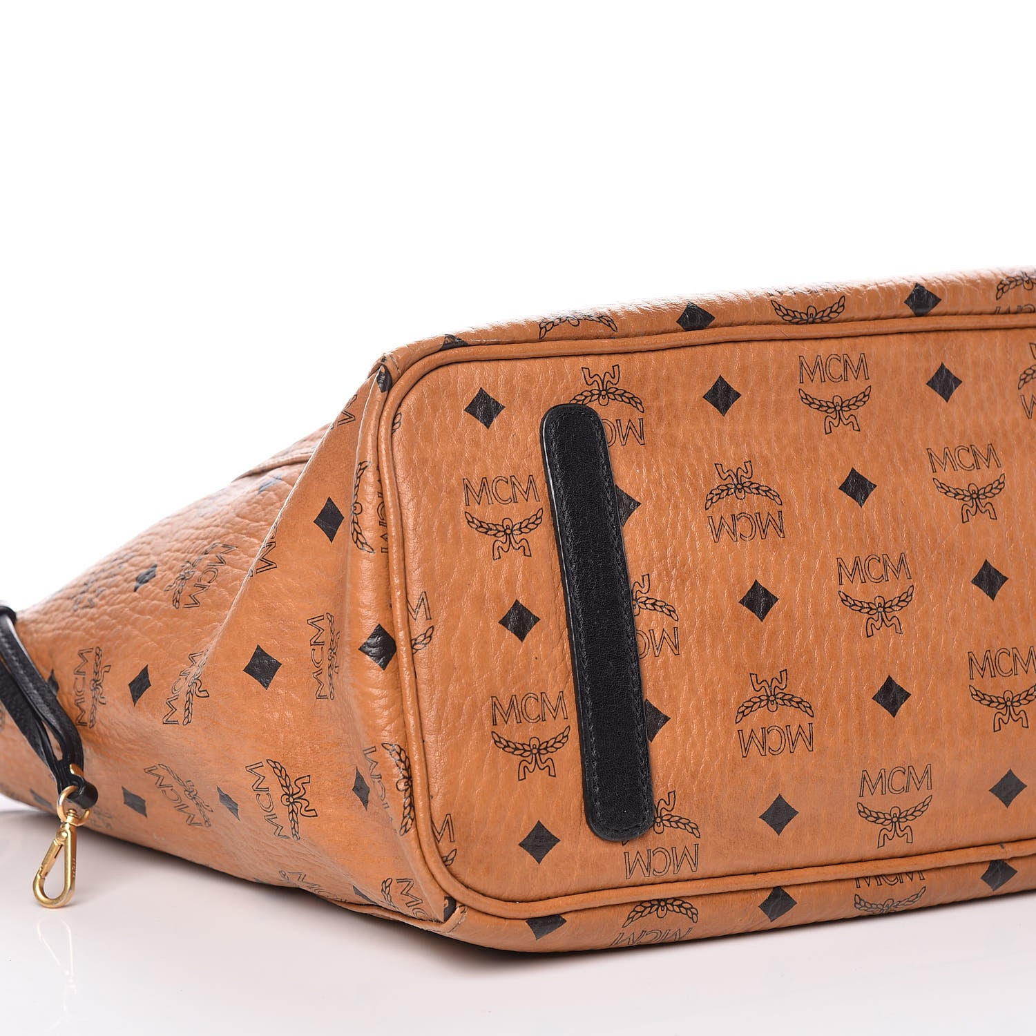 MCM Visetos Medium Anya Shopping Tote Cognac Black 7 of 37