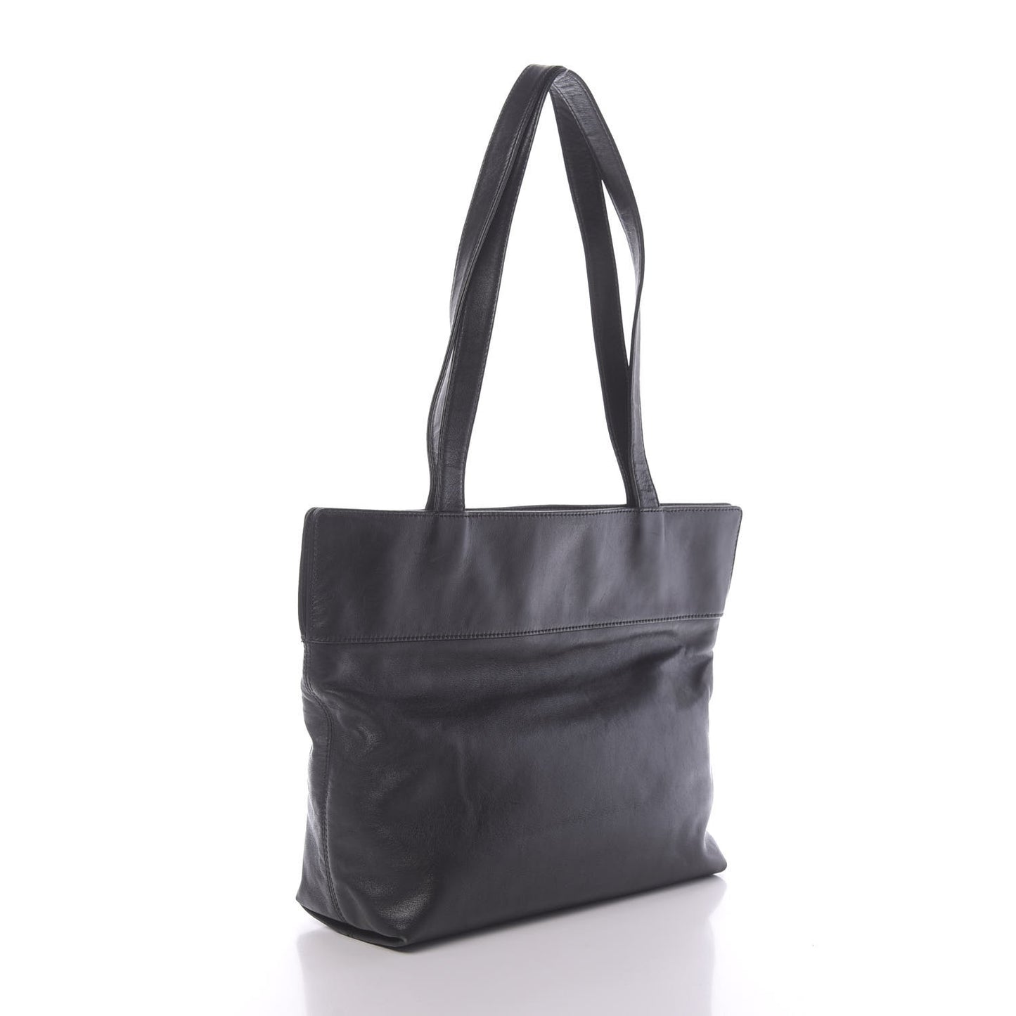 Lambskin CC Stitched Tote Black