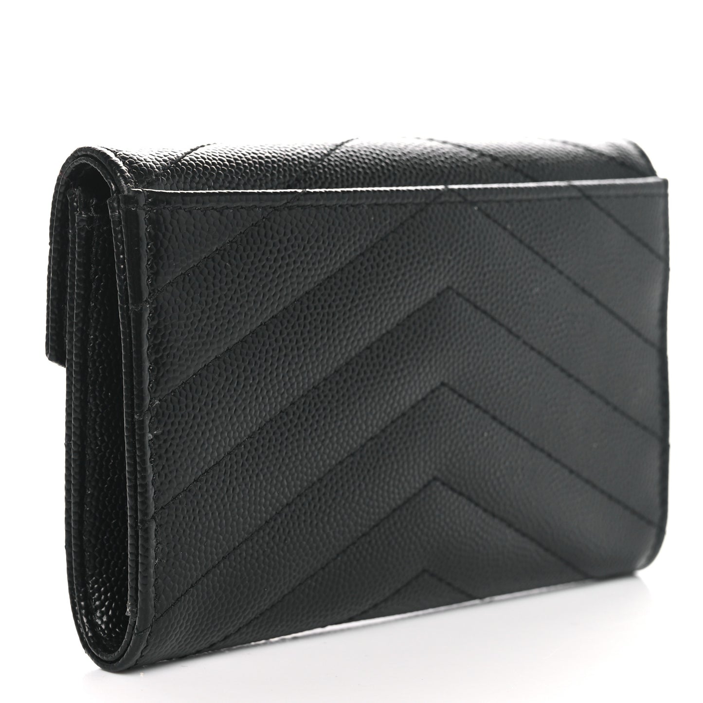 Grain De Poudre Matelasse Chevron Small Monogram Envelope Wallet Black