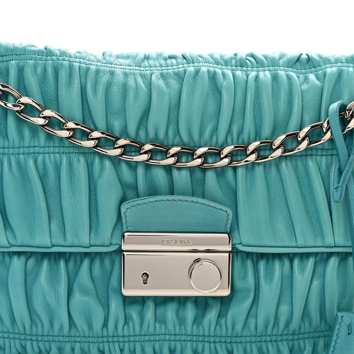 Nappa Gaufre Medium Sound Flap Shoulder Bag Turchese