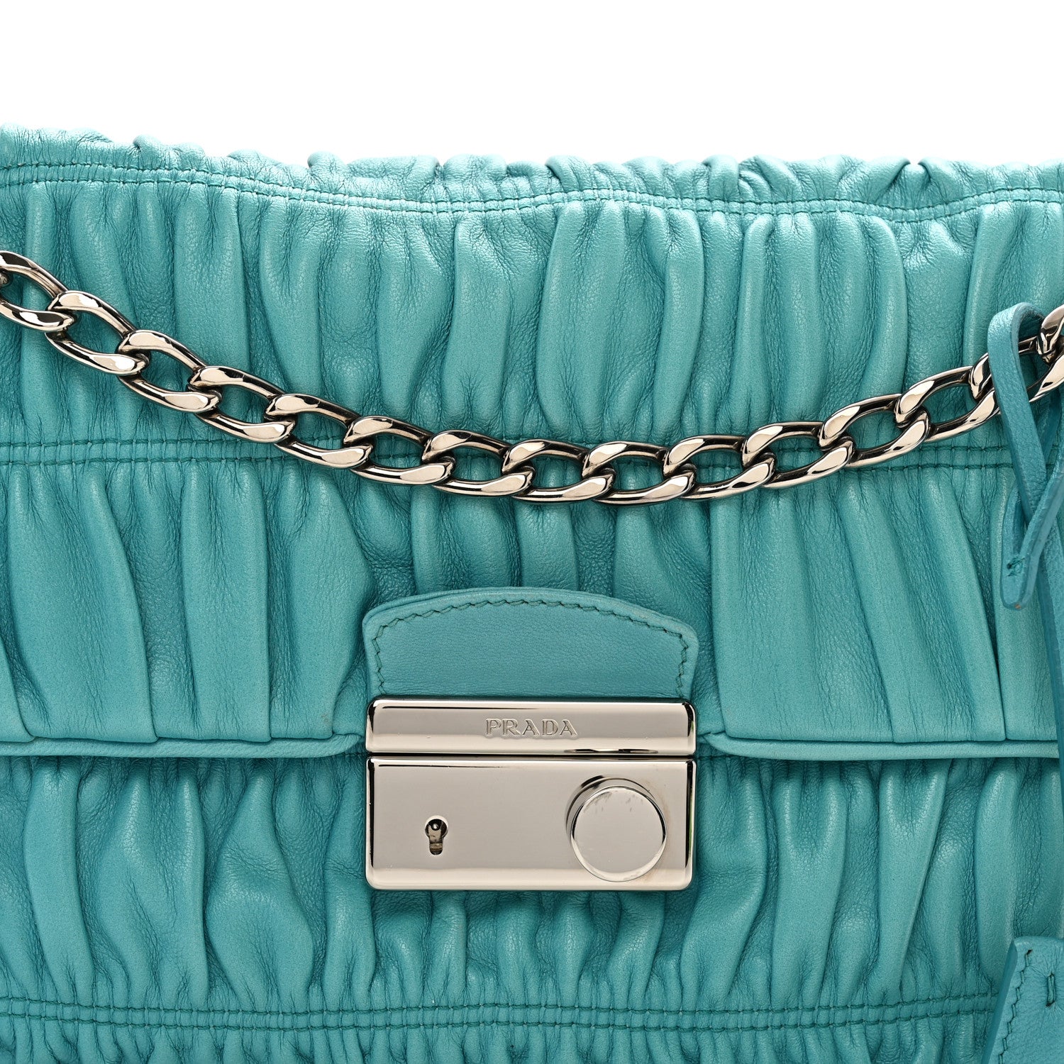 Prada Nappa Gaufre Medium Sound Flap Shoulder Bag Turchese 5 of 9