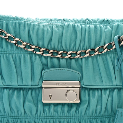 Prada Nappa Gaufre Medium Sound Flap Shoulder Bag Turchese 5 of 9