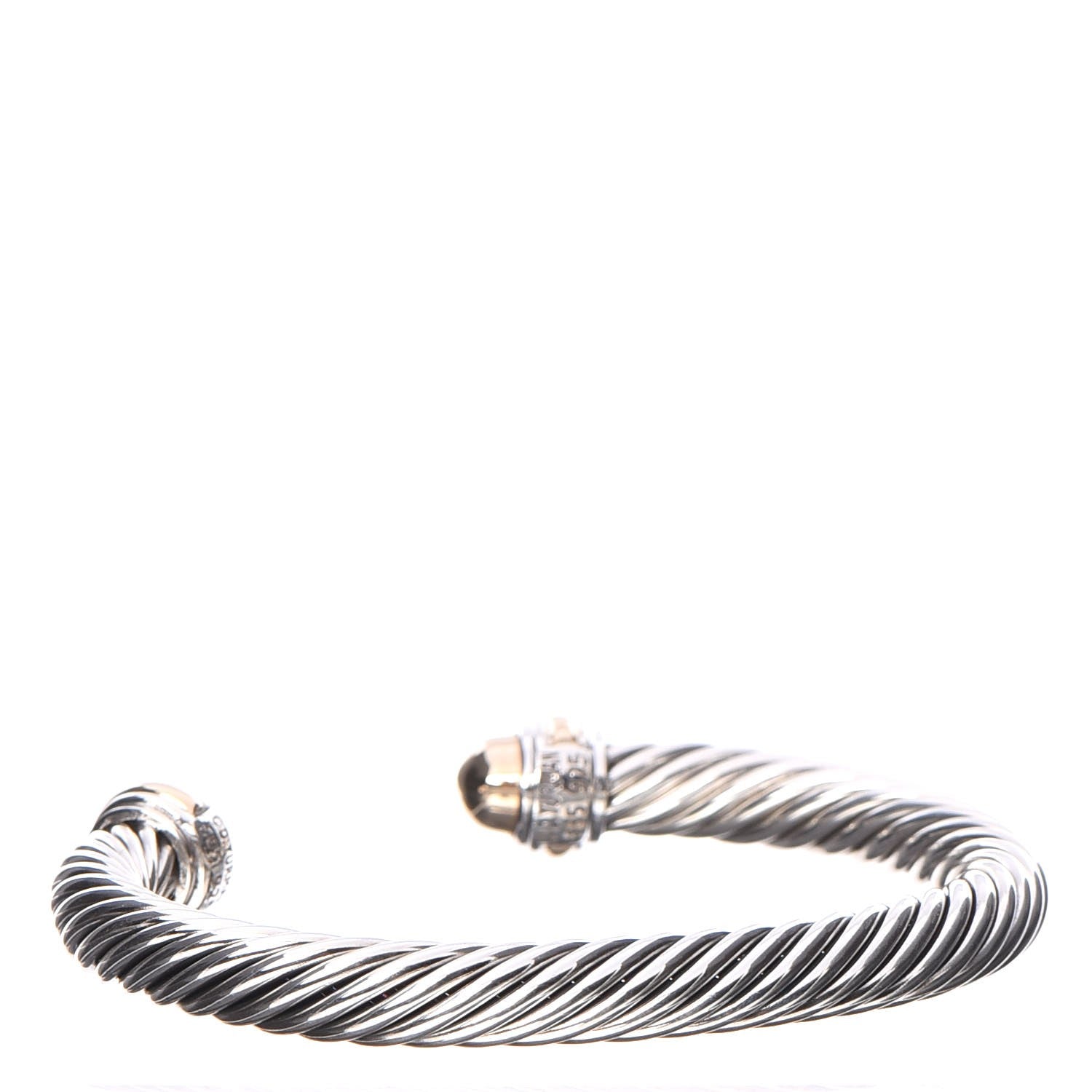 David Yurman Sterling Silver 14K Yellow Gold 7mm Cable Classics Bracelet 3 of 5