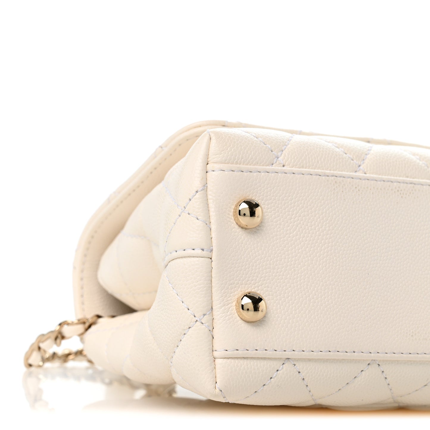 Caviar Quilted Extra Mini Coco Handle Flap White