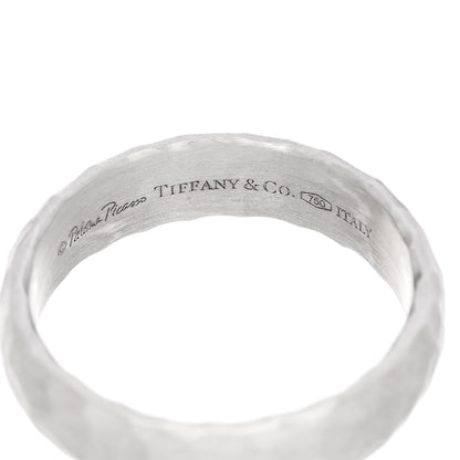 Tiffany 18K White Gold 6mm Mens Hammered Ring 62 10 4 of 6