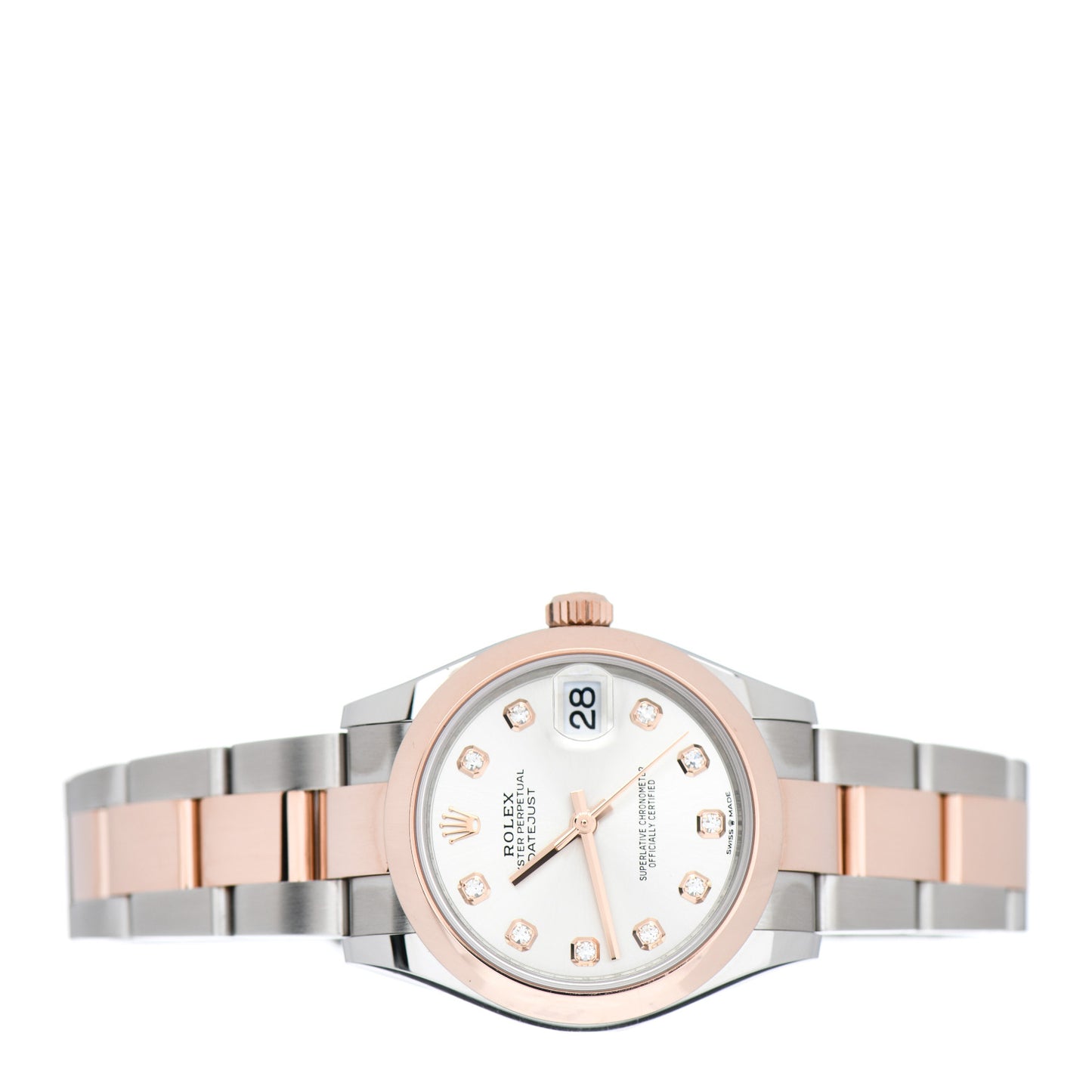 Stainless Steel 18K Everose Gold Diamond 31mm Oyster Perpetual Datejust Watch Silver 278241