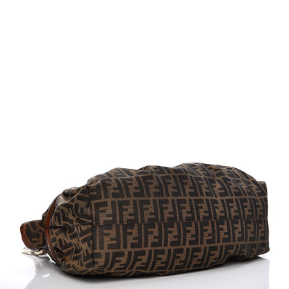 Fendi Zucca Calfskin Crocodile Embossed Large Chef Shopper Tote Tobacco 4 of 11