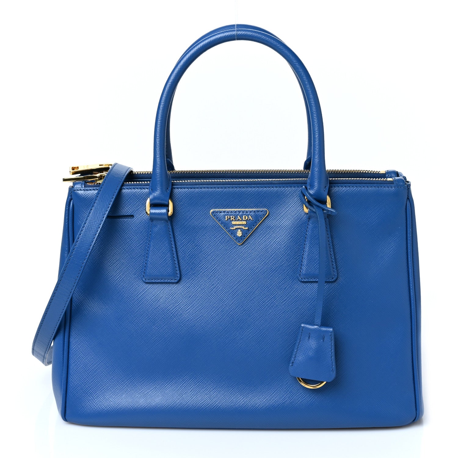 Prada Saffiano Lux Small Galleria Double Zip Tote Azzurro 1 of 9