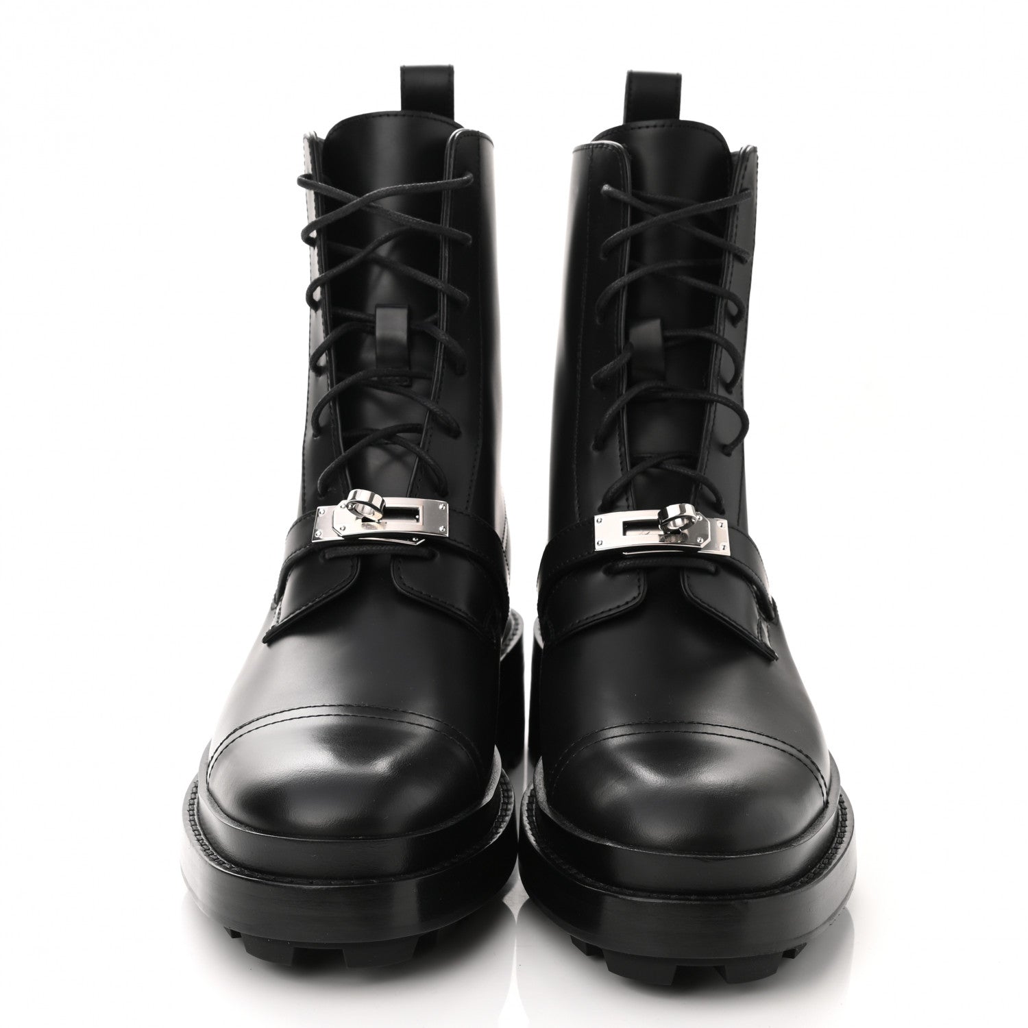 Hermes Glossed Calfskin Funk Ankle Boots 37.5 Black 2 of 9