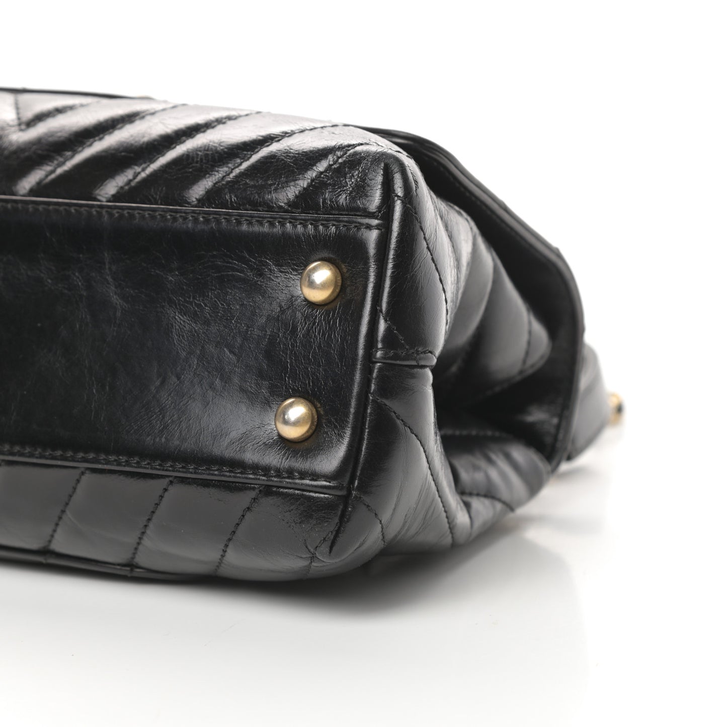 Calfskin Chevron Quilted Mini Coco Handle Flap Black
