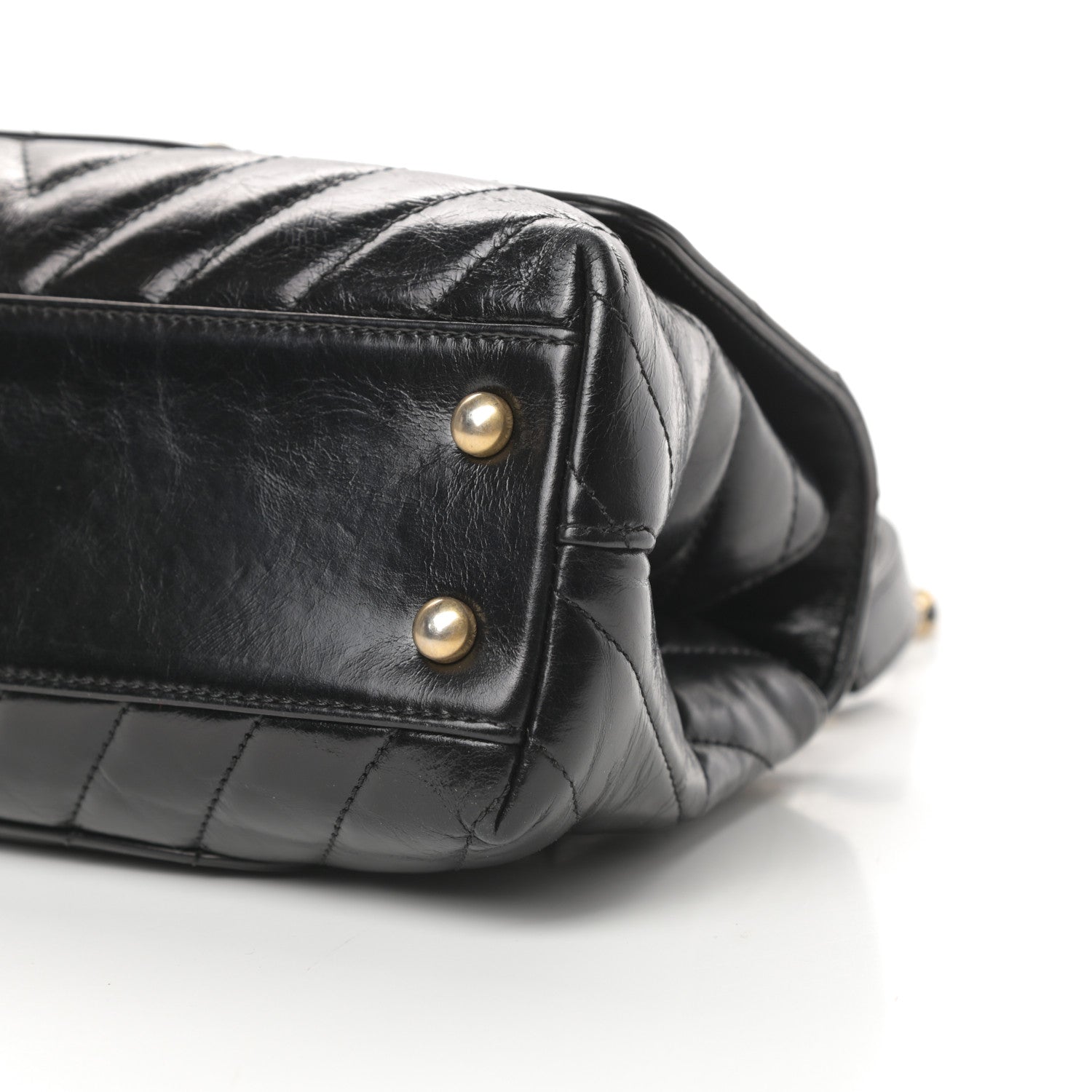 Chanel Calfskin Chevron Quilted Mini Coco Handle Flap Black 10 of 11