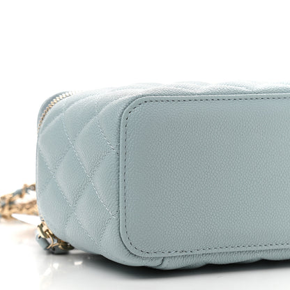 Chanel Caviar Quilted Small Tiny CC Vanity Case With Chain Light Blue 9 of 10