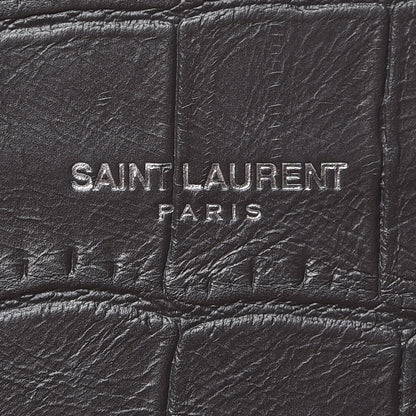 Saint Laurent Calfskin Crocodile Embossed Small Sac De Jour Coal 8 of 10